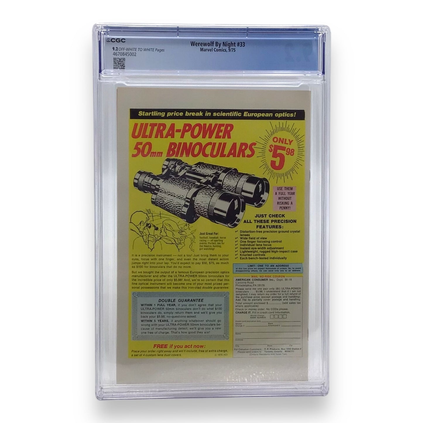 Marvel Comics Werewolf By Night #33 - CGC Graded 9.2