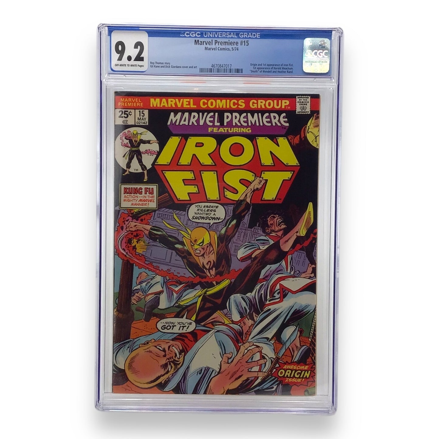 Marvel Premiere #15 First Appearance of Iron Fist & Harold Meachum - CGC Graded 9.2