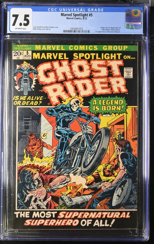 Marvel Spotlight #5 - Origin of the Ghost Rider - Marvel 1972 - CGC 7.5