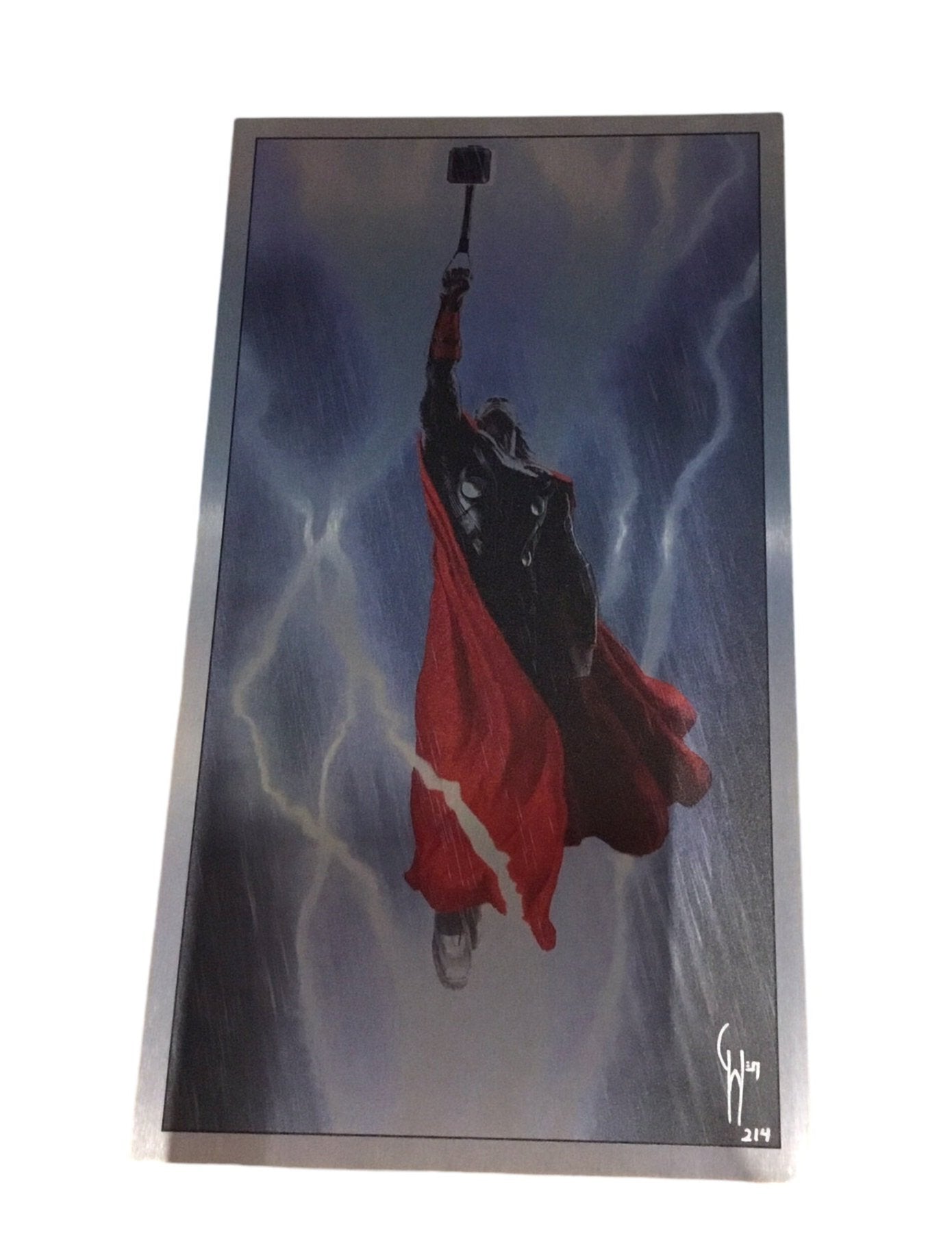 Marvel Thor Limited Edition Metal Variant print made and hand signed # 214 by Artist Charlie Wen Autograph