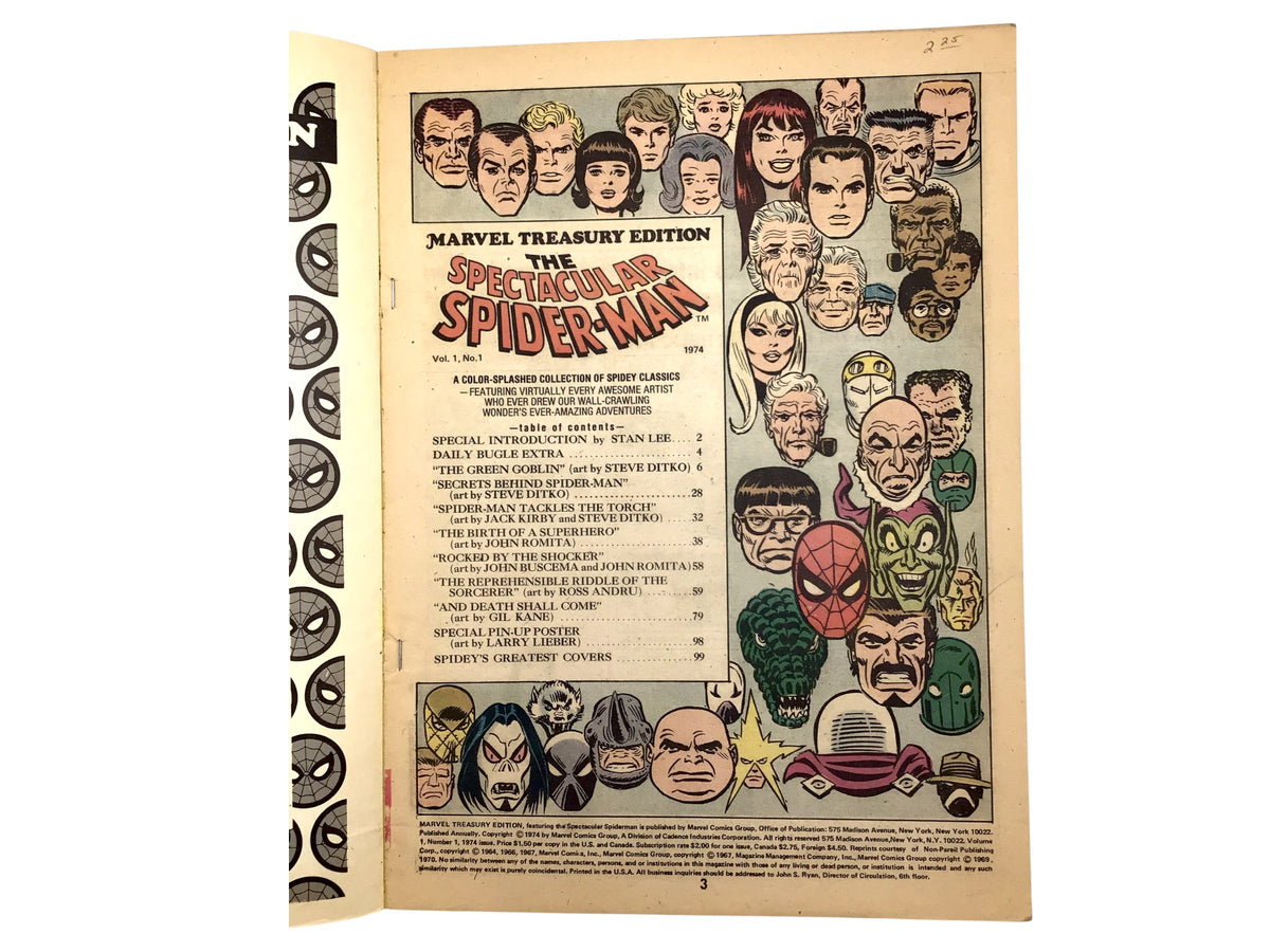 Marvel Treasury Edition #1 The Spectacular Spider-Man (1974) – Spider-Man Special Collector's Issue Comic Book - Very Fine