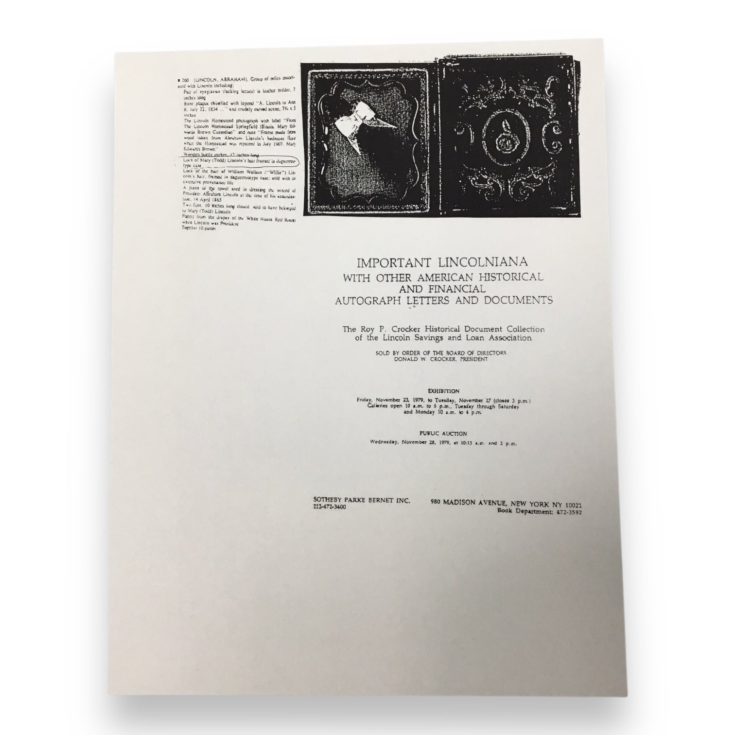 Mary Todd Lincoln Hair Clipping with Certificate of Authenticity