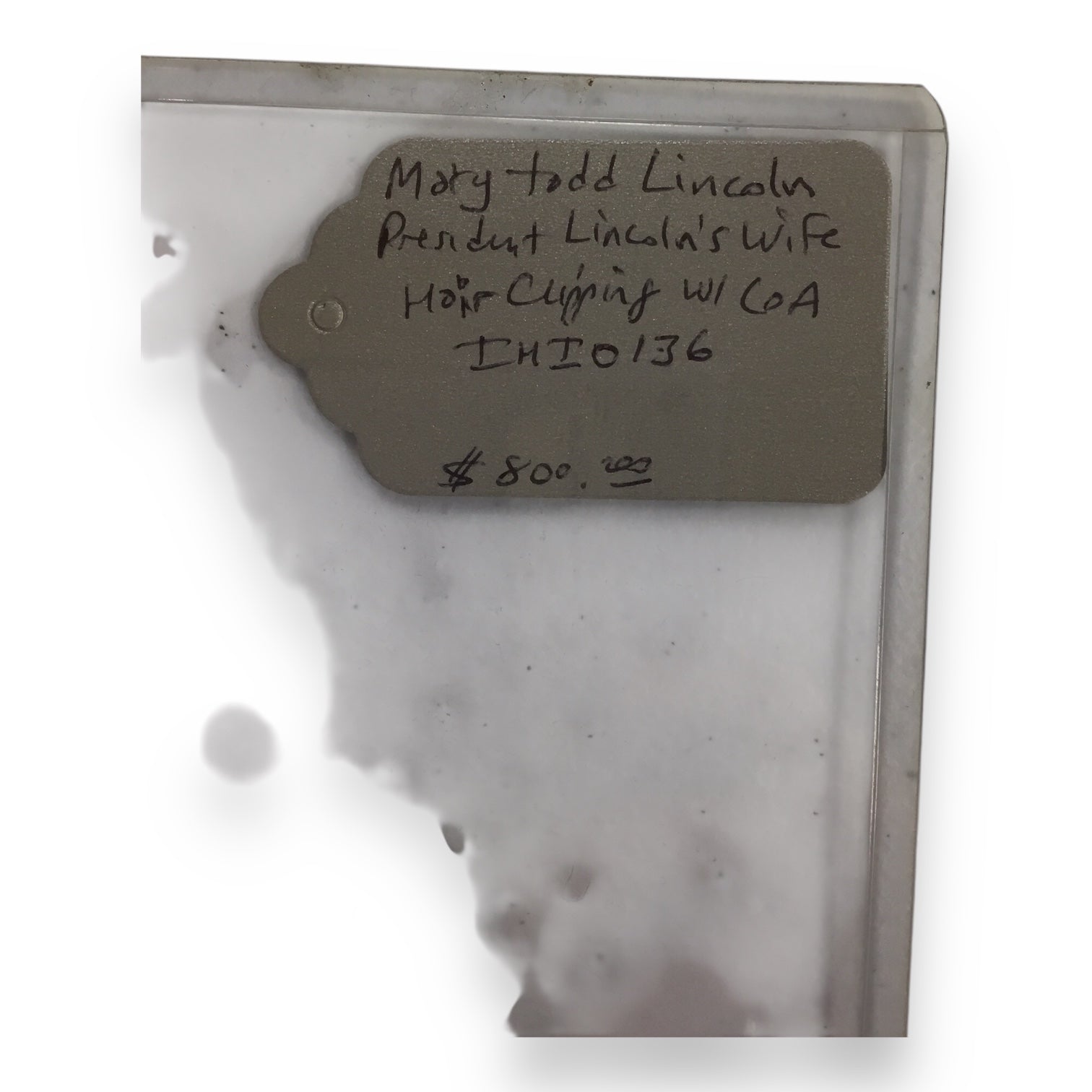 Mary Todd Lincoln Hair Clipping with Certificate of Authenticity