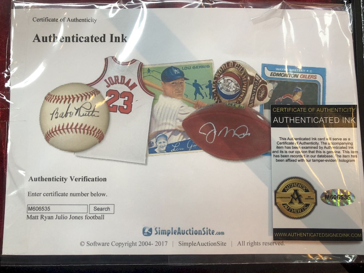Matt Ryan & Julio Jones Guaranteed Authentic Autographed Football Shadowbox