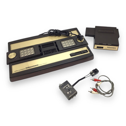 Mattel Intellivision 2609 Console w/ Controllers, RF Cable & Intellivoice Module – Tested