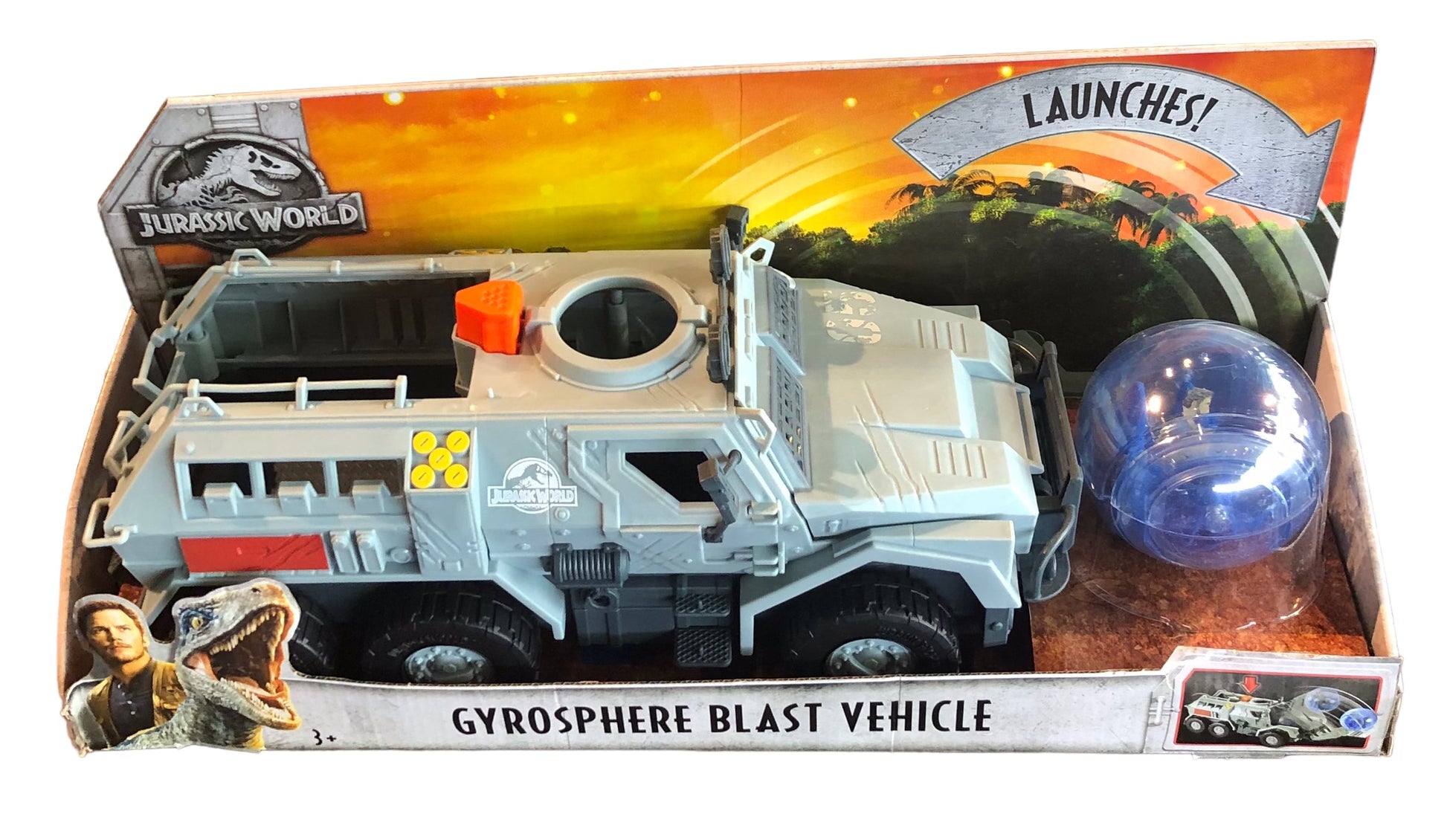 Mattel Jurassic World Gyrosphere Blast Vechicle 2017 New In Box