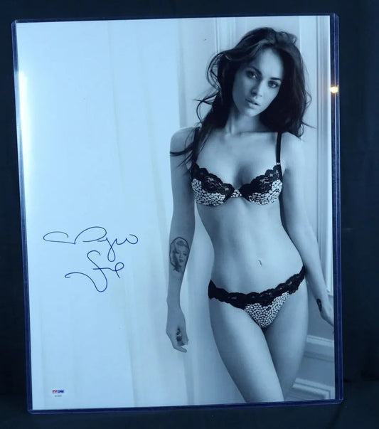 Megan Fox sexy early B&W lingerie photo Autographed PSA Certified 16x20