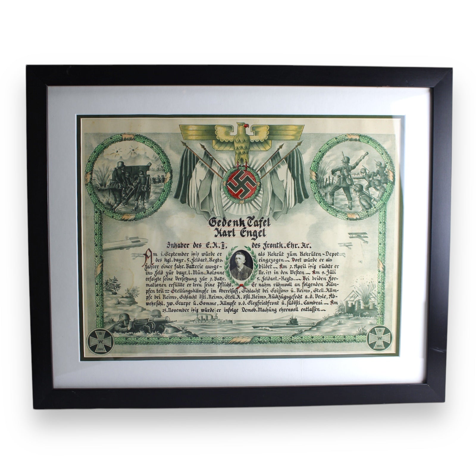 Memorial Table Document German WW1 Veteran and Iron Cross Recipient