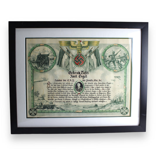 Memorial Table Document German WW1 Veteran and Iron Cross Recipient