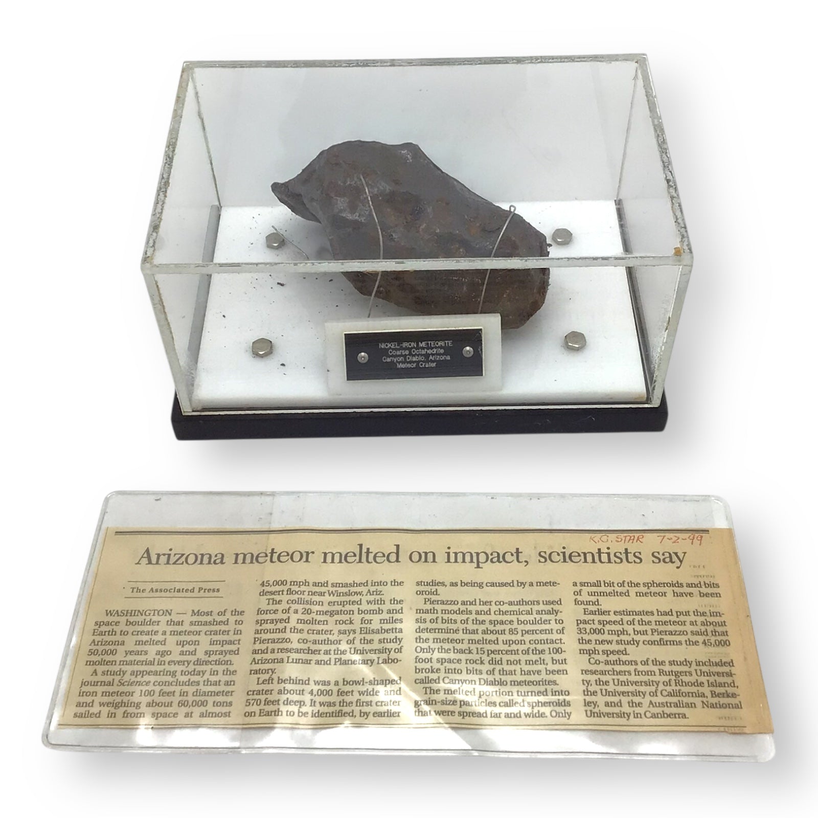 Meteorite, Canyon Diablo, Arizona, 1356G, John A. Lednicky Estate