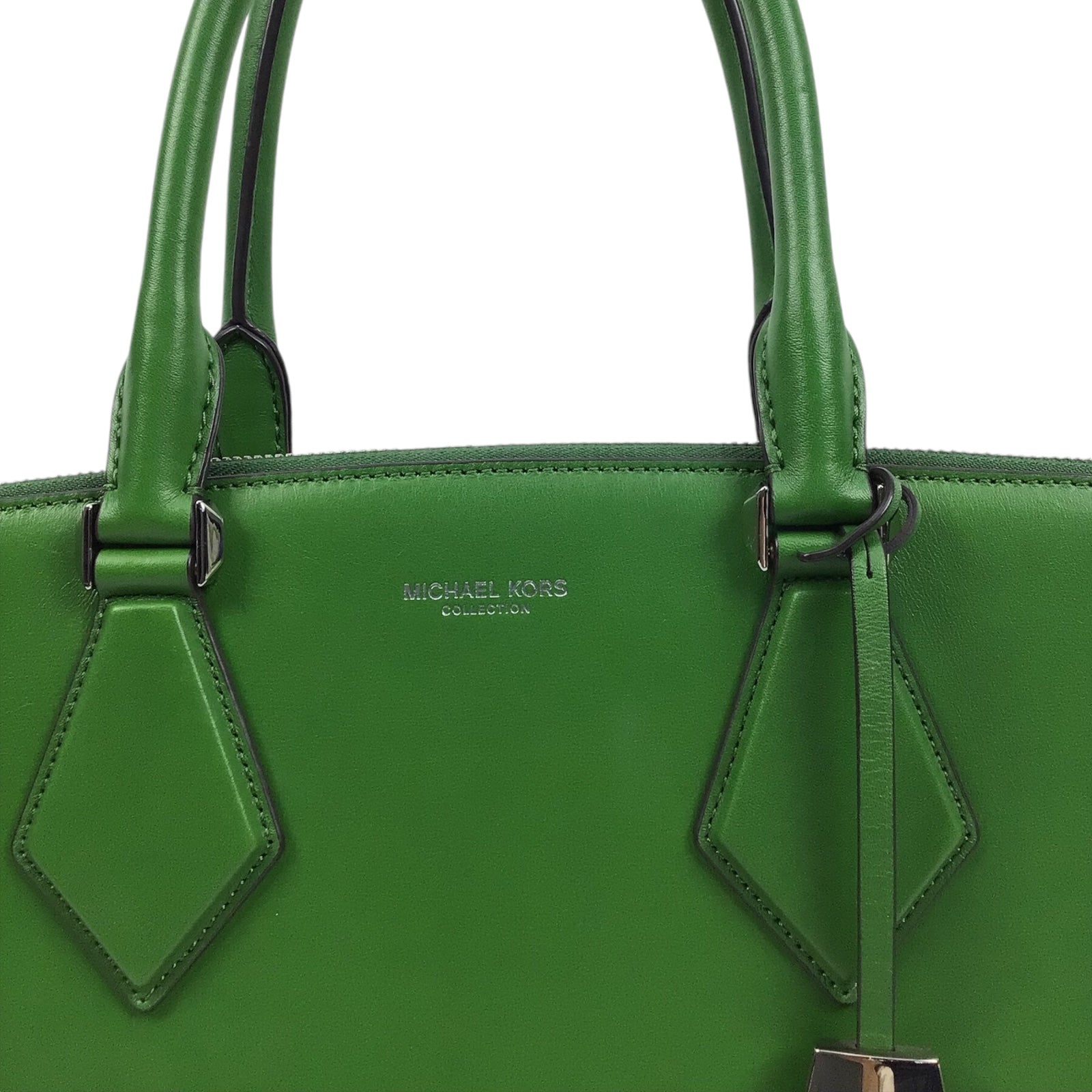 Michael Kors Kelly Green Leather Handbag with Silver Hardware