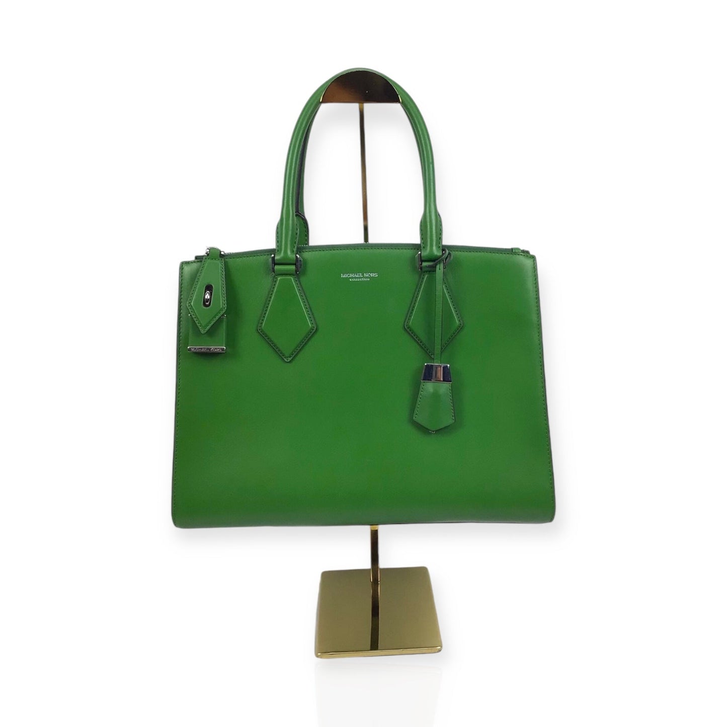 Michael Kors Kelly Green Leather Handbag with Silver Hardware