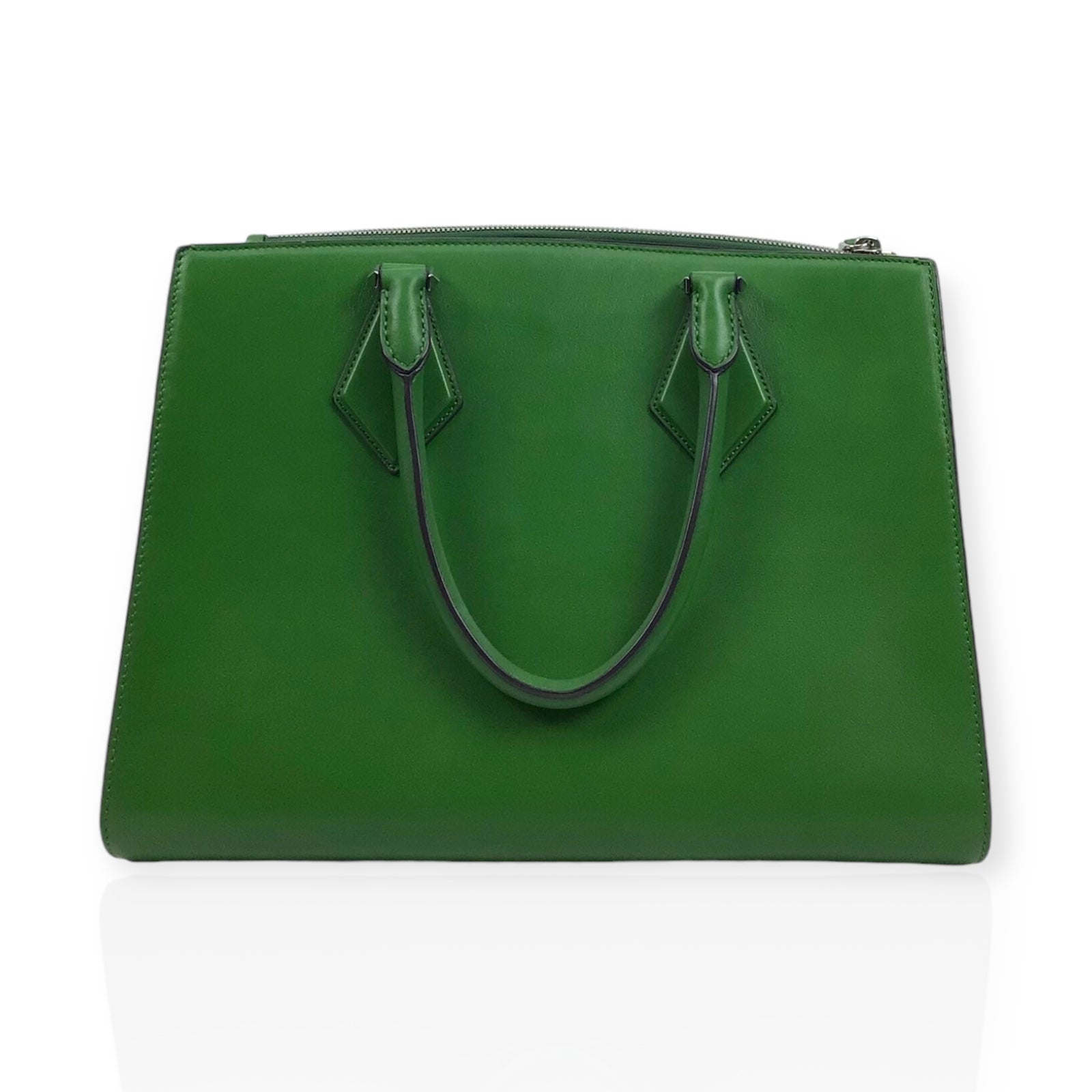 Michael Kors Kelly Green Leather Handbag with Silver Hardware