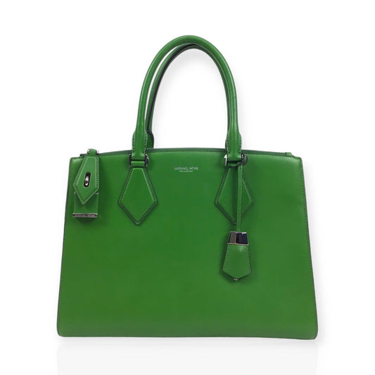 Michael Kors Kelly Green Leather Handbag with Silver Hardware