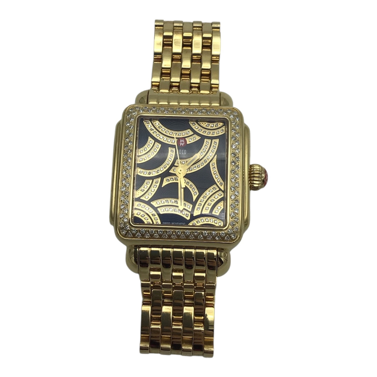 Michele Deco Watch Gold with Black and Gold Dial