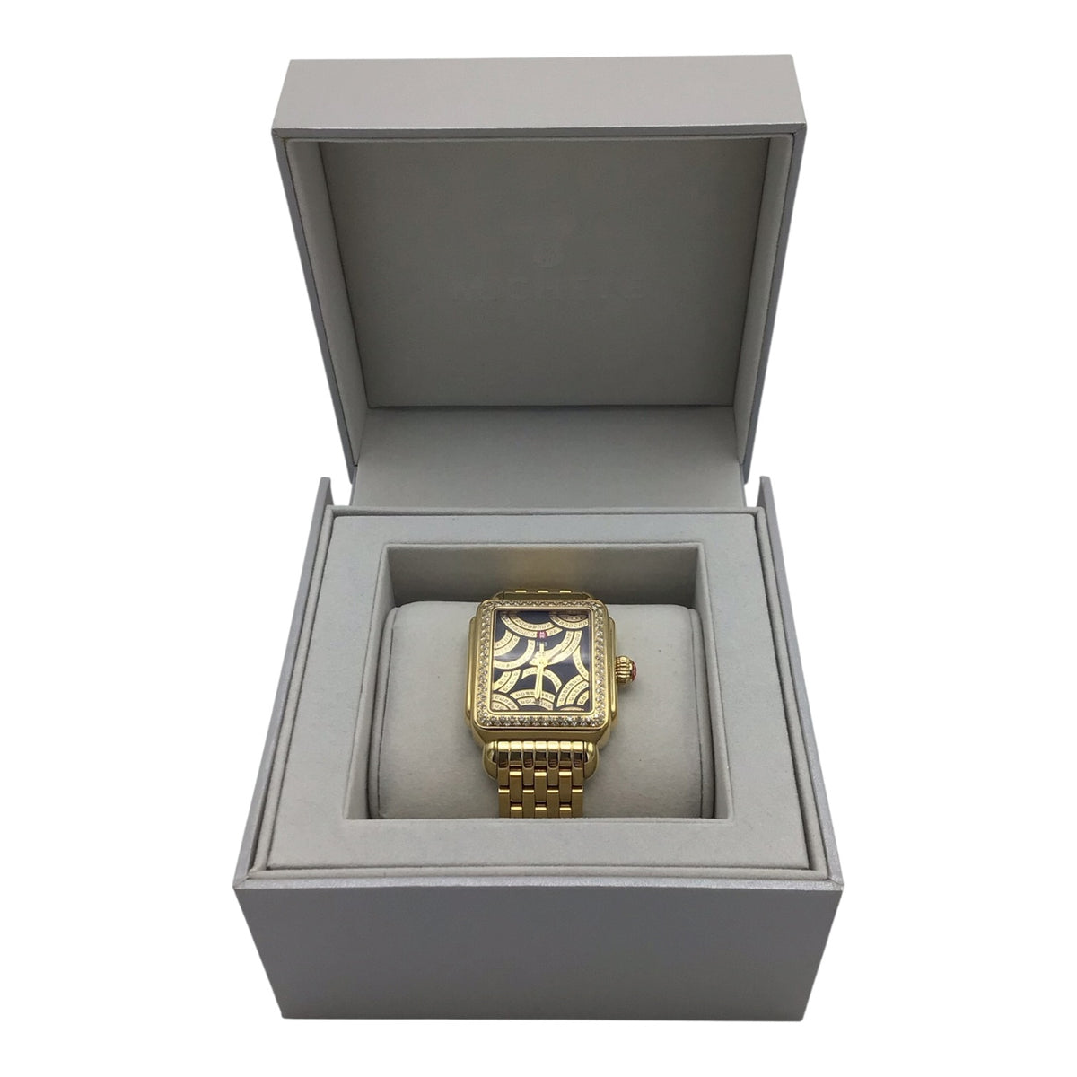 Michele Deco Watch Gold with Black and Gold Dial