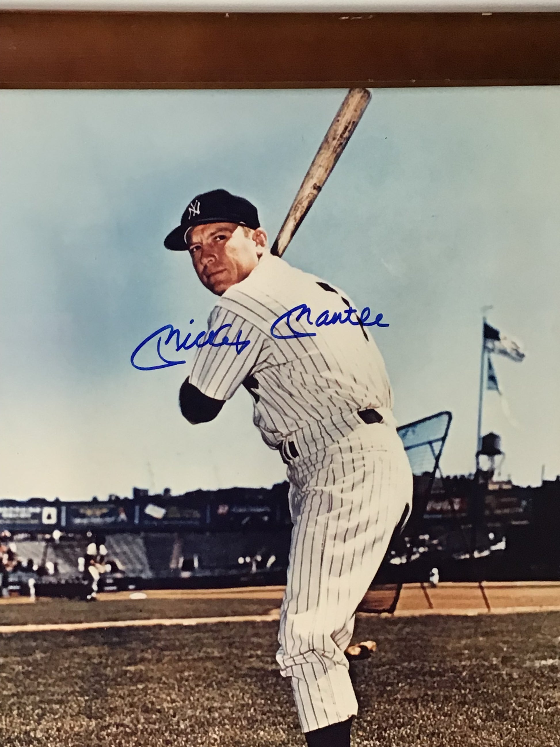 Mickey Mantle Signed Photo w/ Beautiful Wood Frame and G.A. Certification