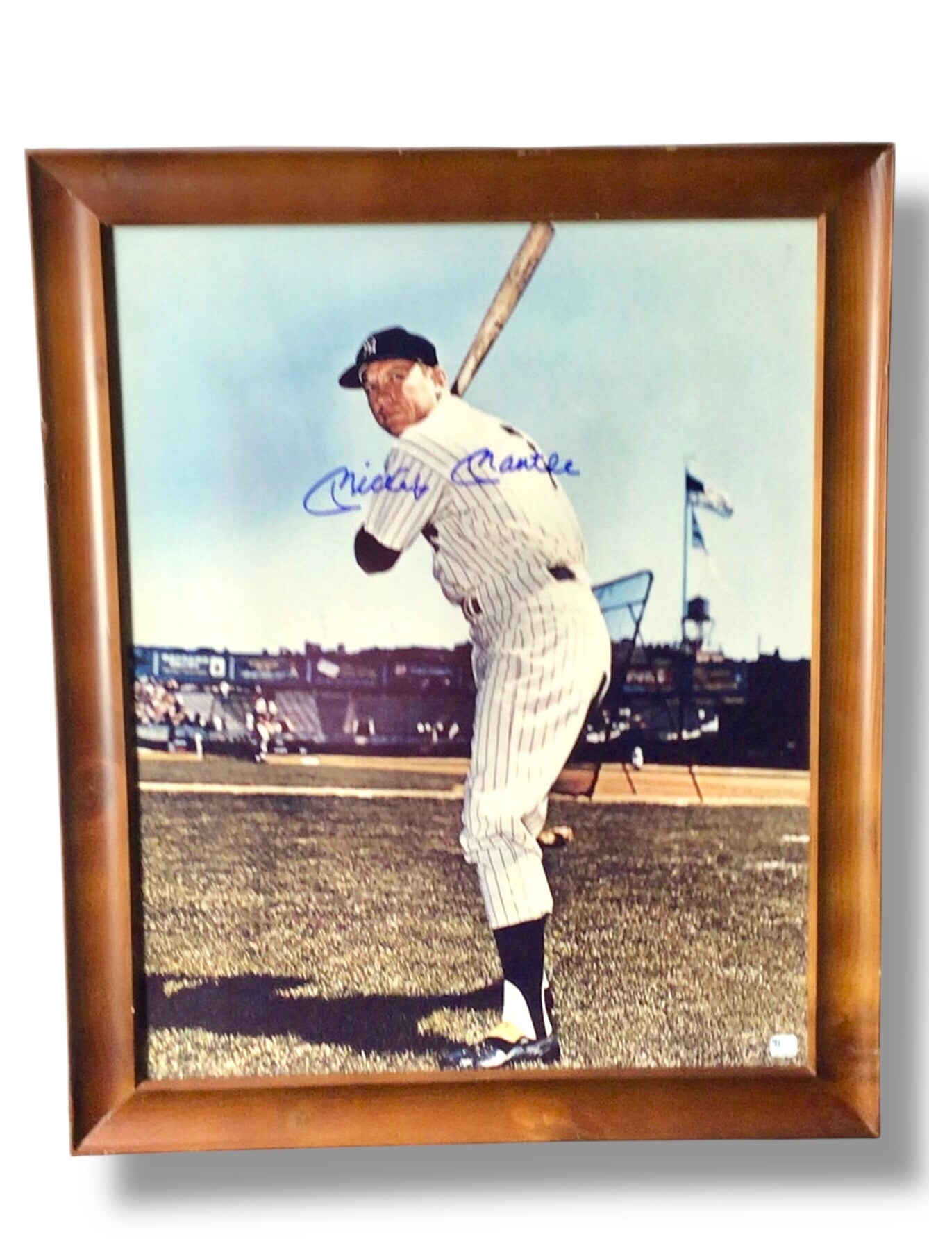 Mickey Mantle Signed Photo w/ Beautiful Wood Frame and G.A. Certification