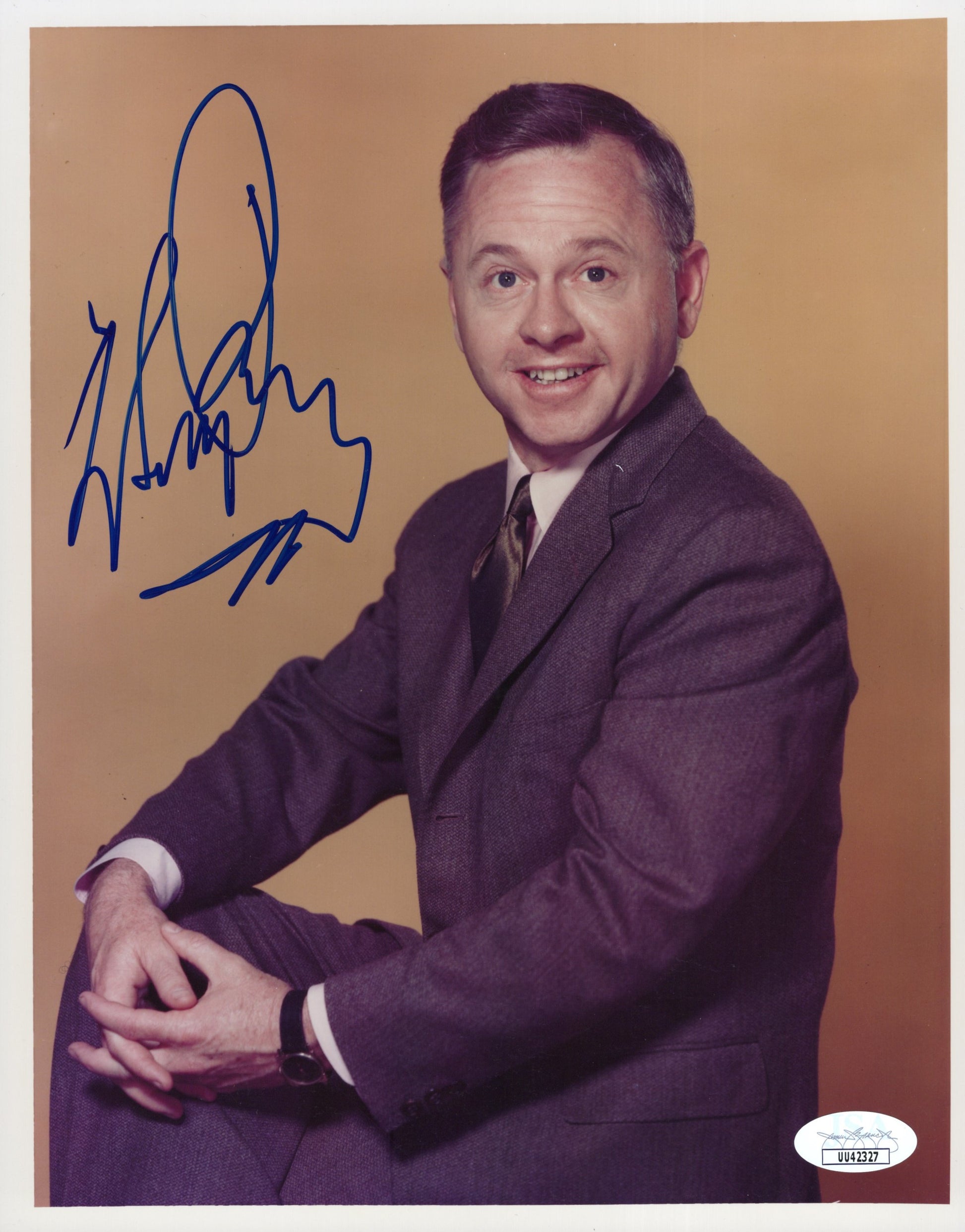 Mickey Rooney Signed Photo 8x10, Mickey Rooney Autograph Sitting in Suit, JSA and PSA Letter Double Certified Authentic UU42327