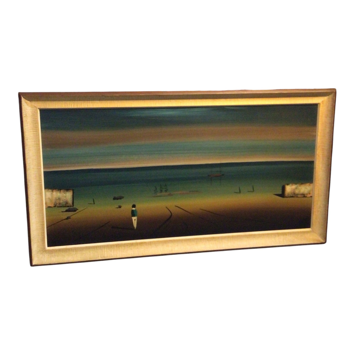 Mid-Century Modern Surrealist Panting - Coastal Seascape