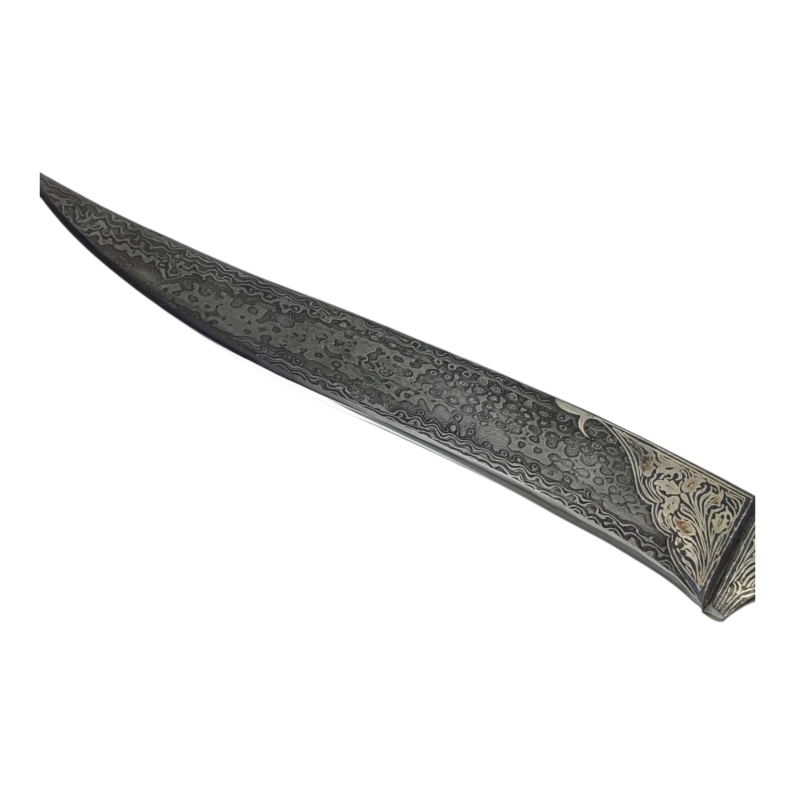 Middle Eastern Damascus Blade Bone Handle Knife with Sheath