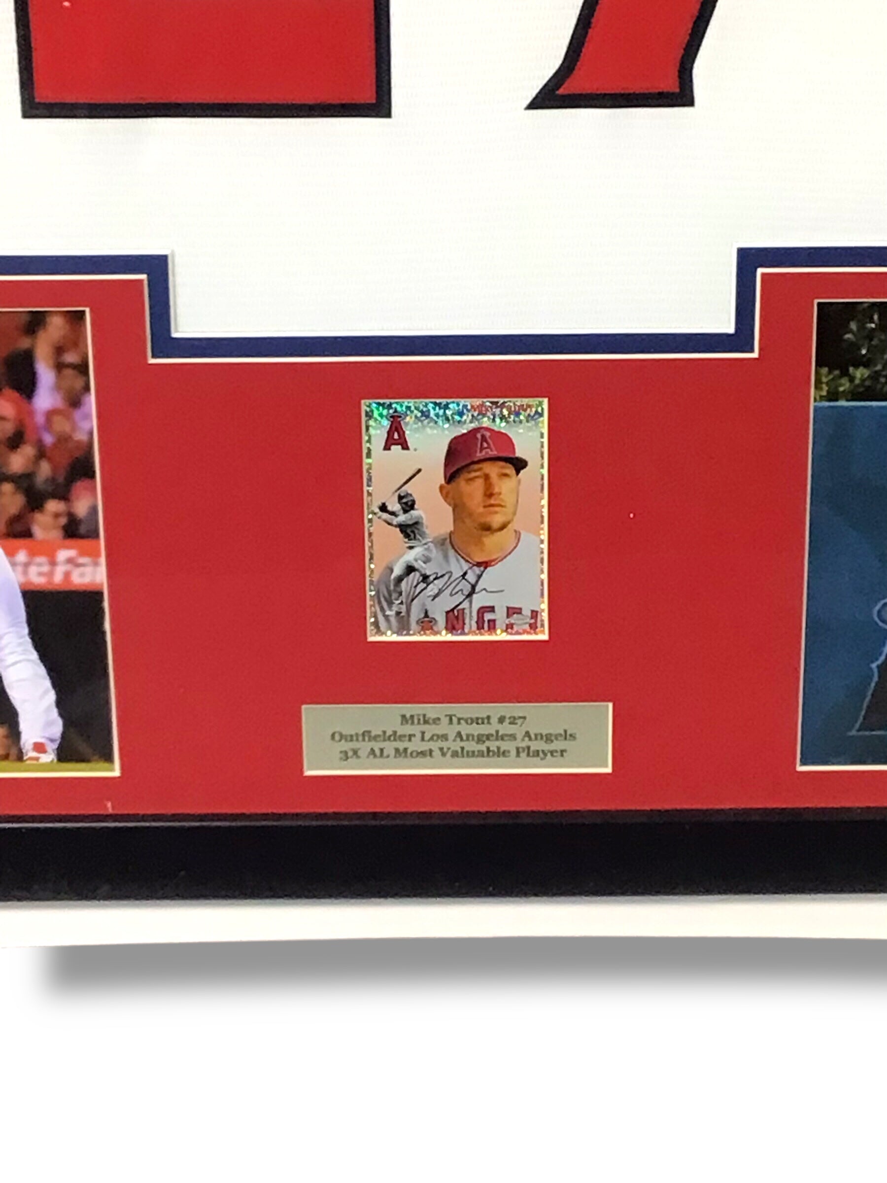 Mike Trout Signed Custom Framed Jersey w/ PSA Cert & Topps Chrome Refractor Card