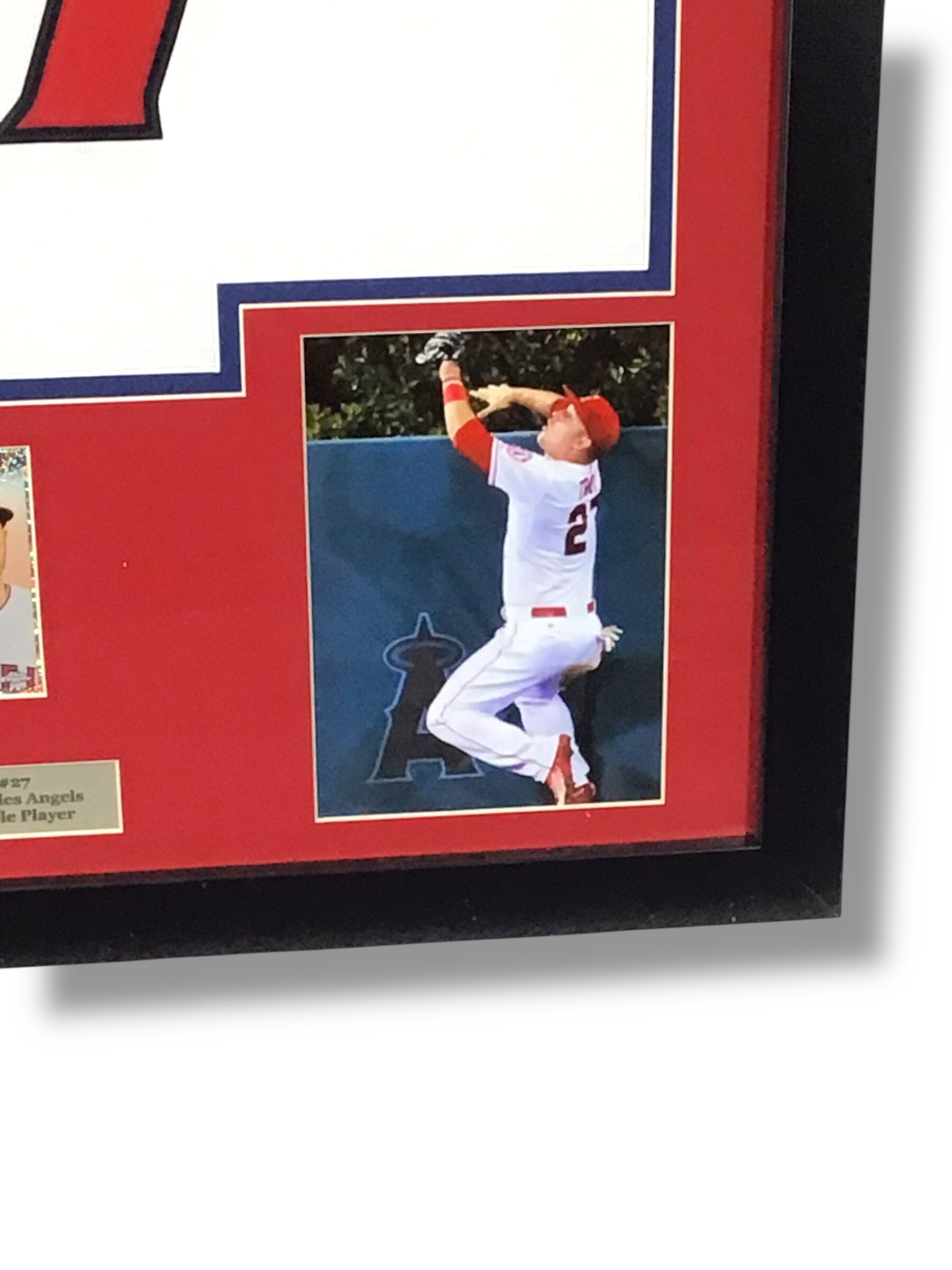 Mike Trout Signed Custom Framed Jersey w/ PSA Cert & Topps Chrome Refractor Card