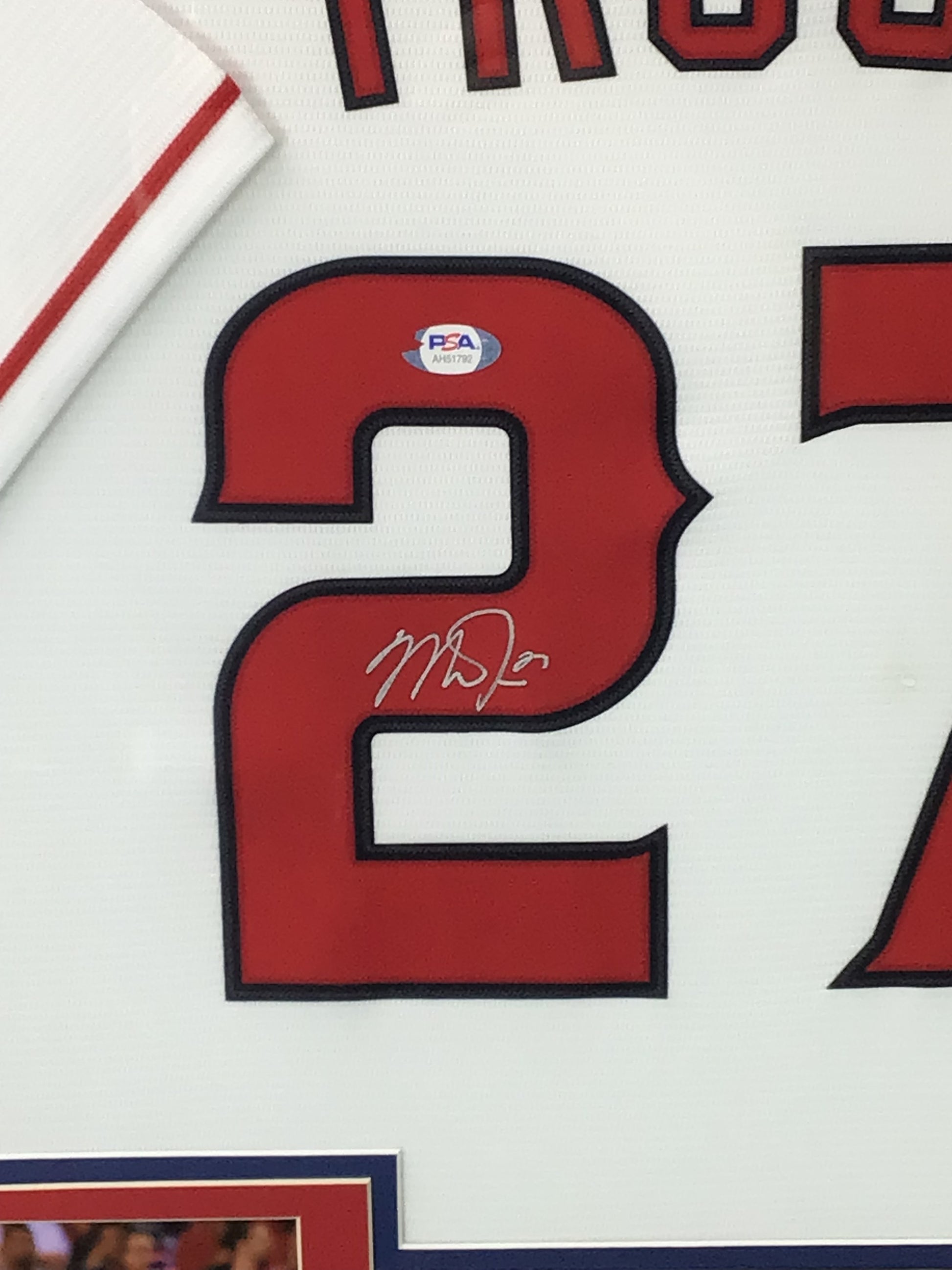 Mike Trout Signed Custom Framed Jersey w/ PSA Cert & Topps Chrome Refractor Card