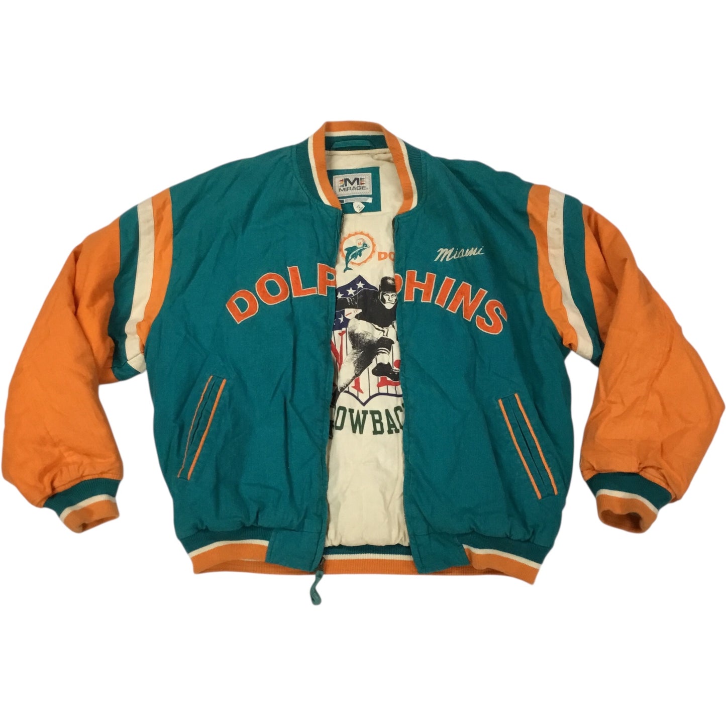 Mirage Vintage Miami Dolphins Jacket (Size Large, Excellent Condition)