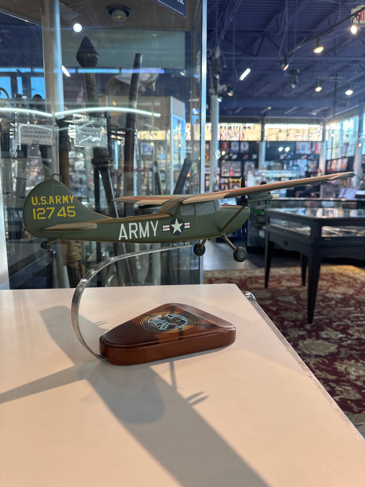 Model Cessna O-1 Bird Dog - Army Green Wooden Model Plane