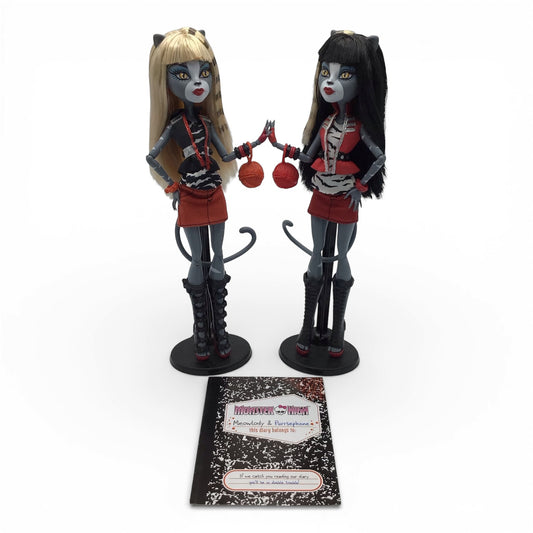 Monster High Dolls Meowlody & Purrsephone First Wave Gen 1 - No Box