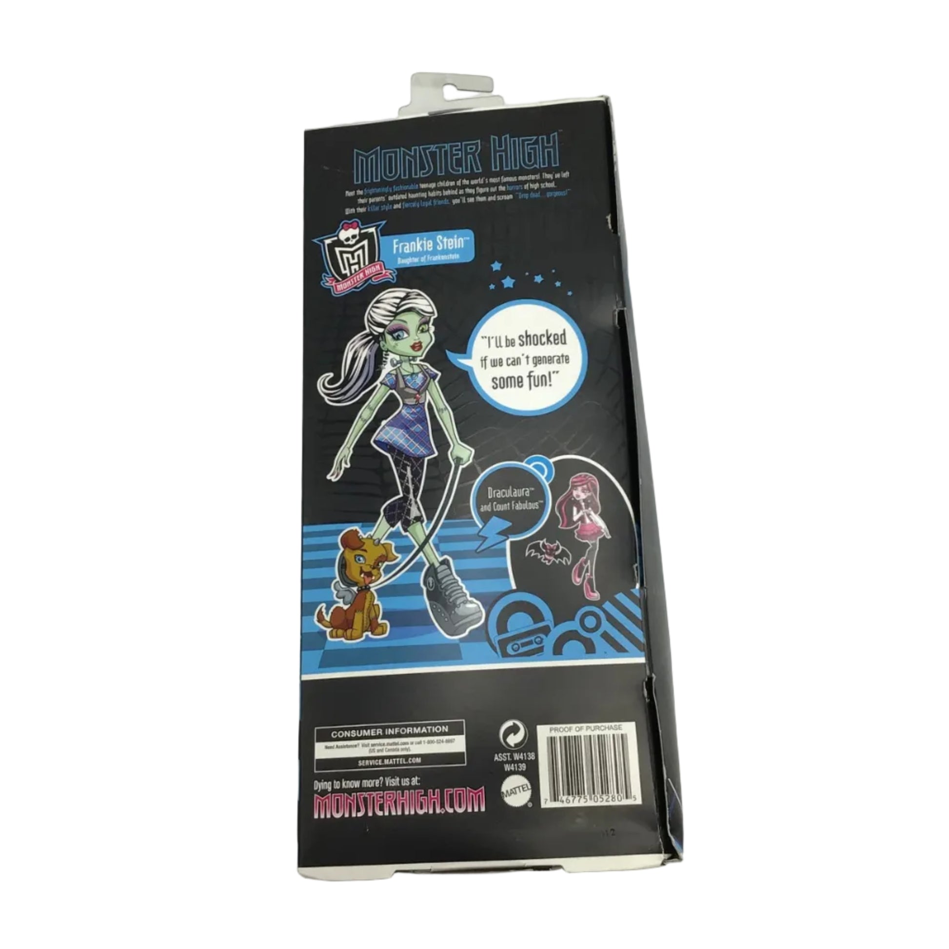 Monster High Frankie Stein w/ Watzit Keychain (2010) - New in Box