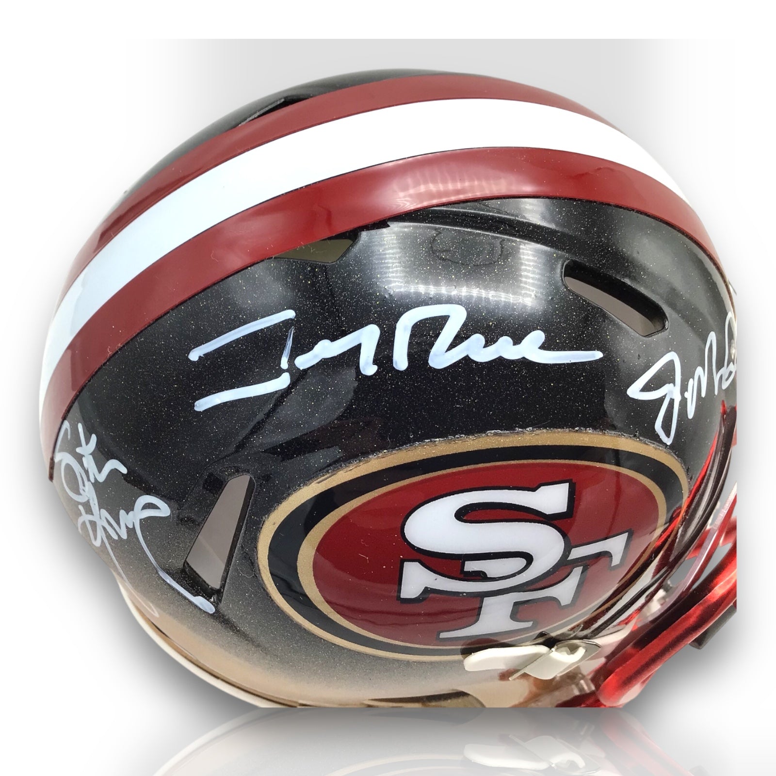 Montana - Rice - Young - Signed San Francisco 49ers Rare 2 Color Mini Helmet COA