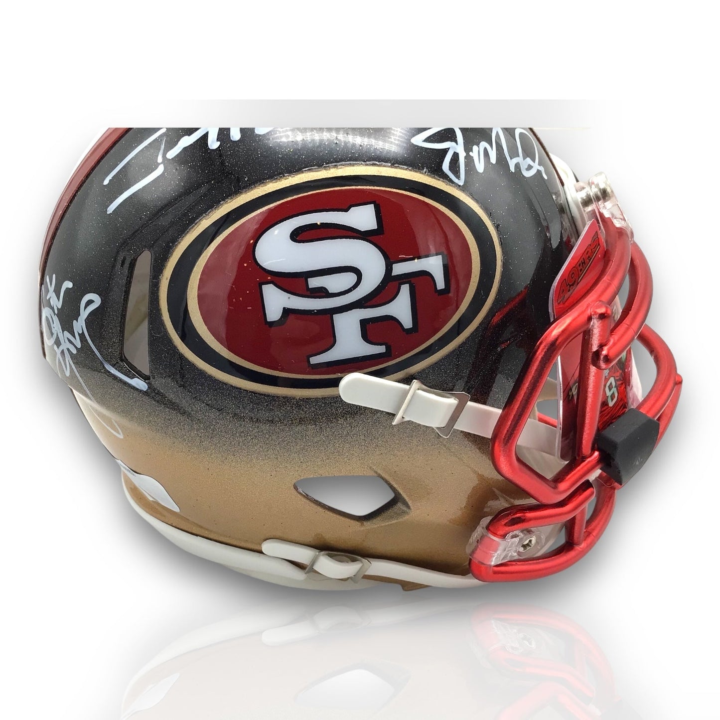 Montana - Rice - Young - Signed San Francisco 49ers Rare 2 Color Mini Helmet COA