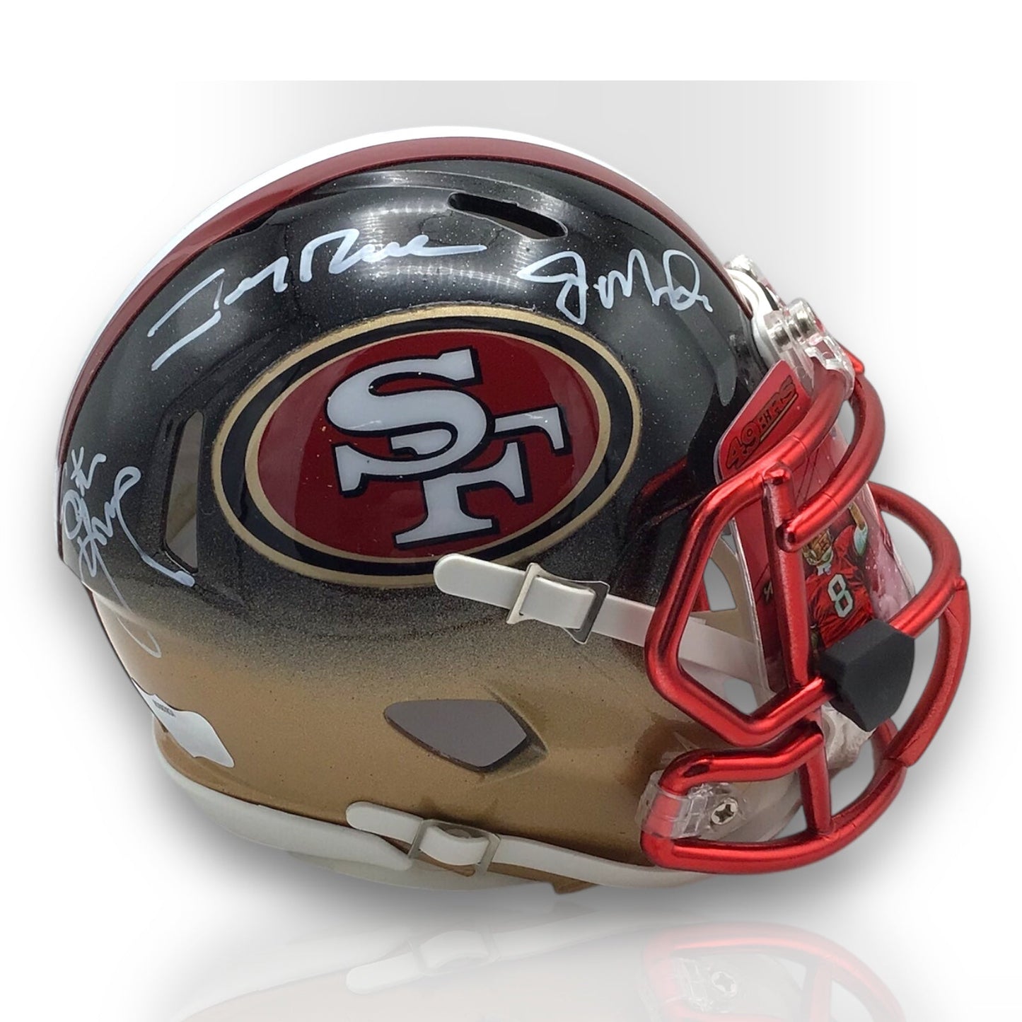 Montana - Rice - Young - Signed San Francisco 49ers Rare 2 Color Mini Helmet COA