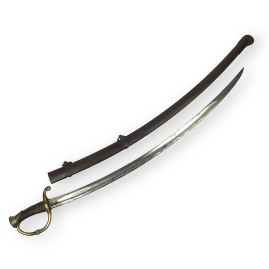 Mounted Cannonier Officer’s Saber Model 1829 w/ Engraved Blade & Metal Sheath