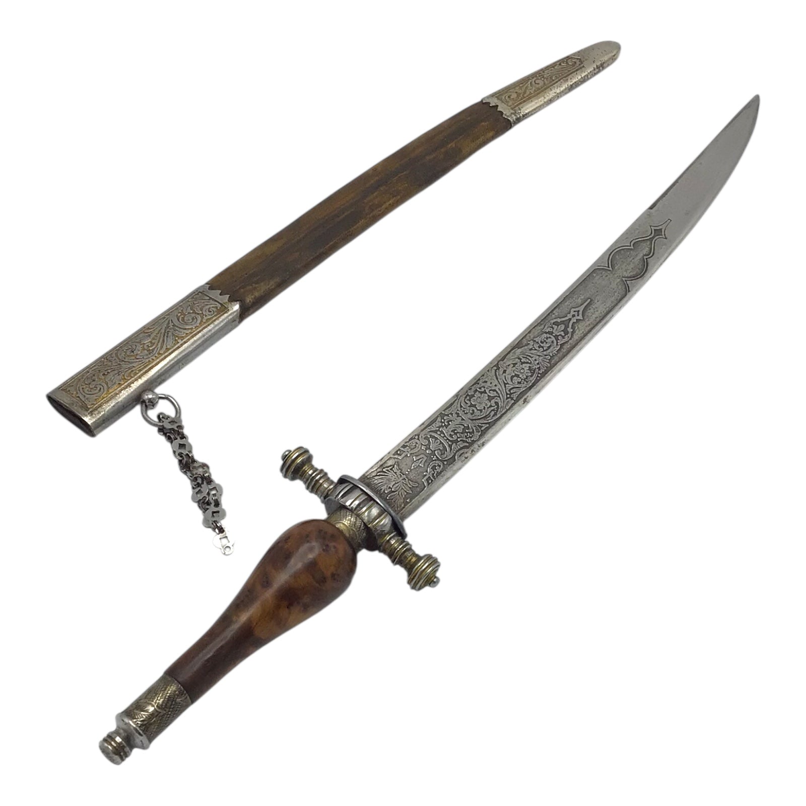 Museum Quality Antique Spanish–English Plug Bayonet Hunting Dagger with Gilt Scabbard