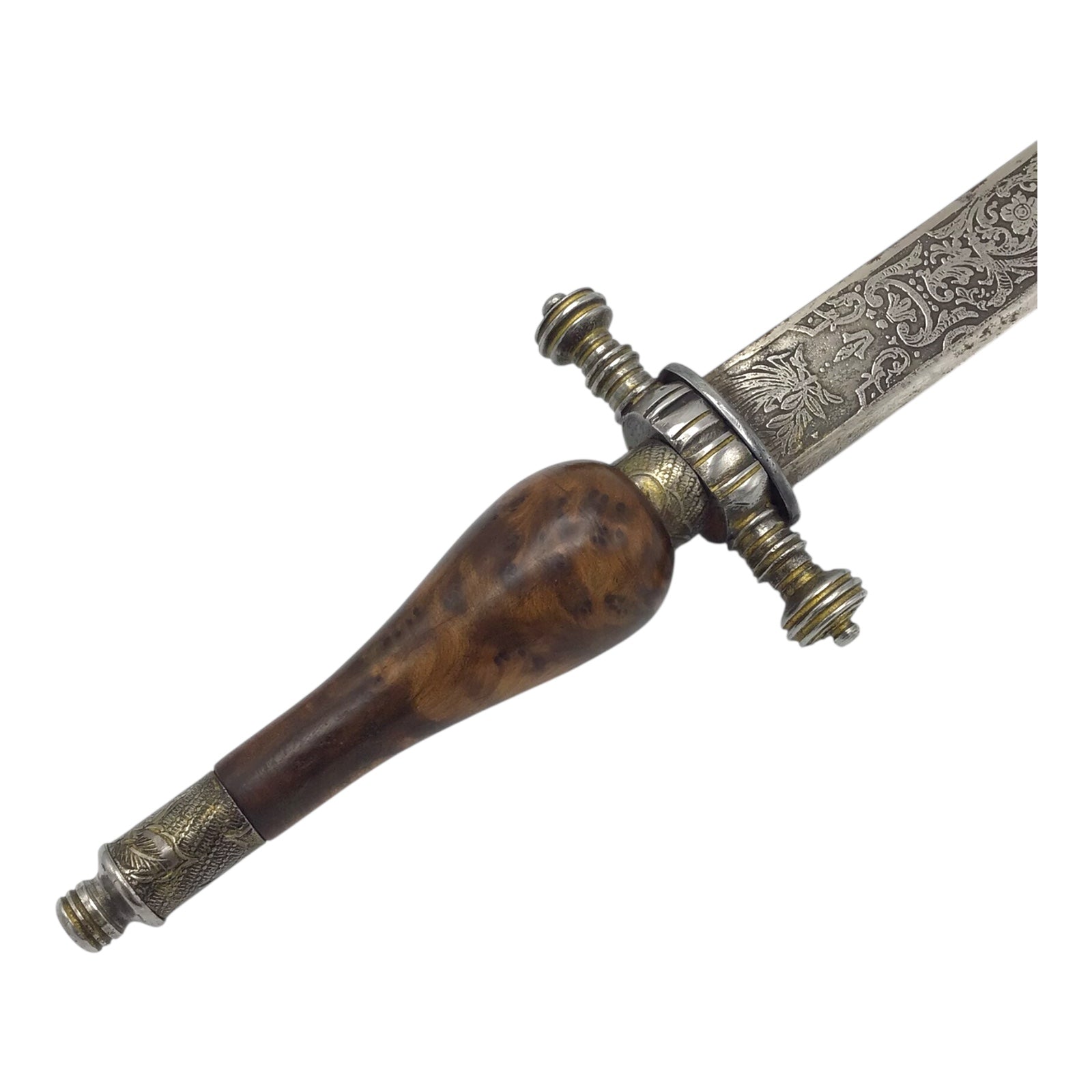Museum Quality Antique Spanish–English Plug Bayonet Hunting Dagger with Gilt Scabbard
