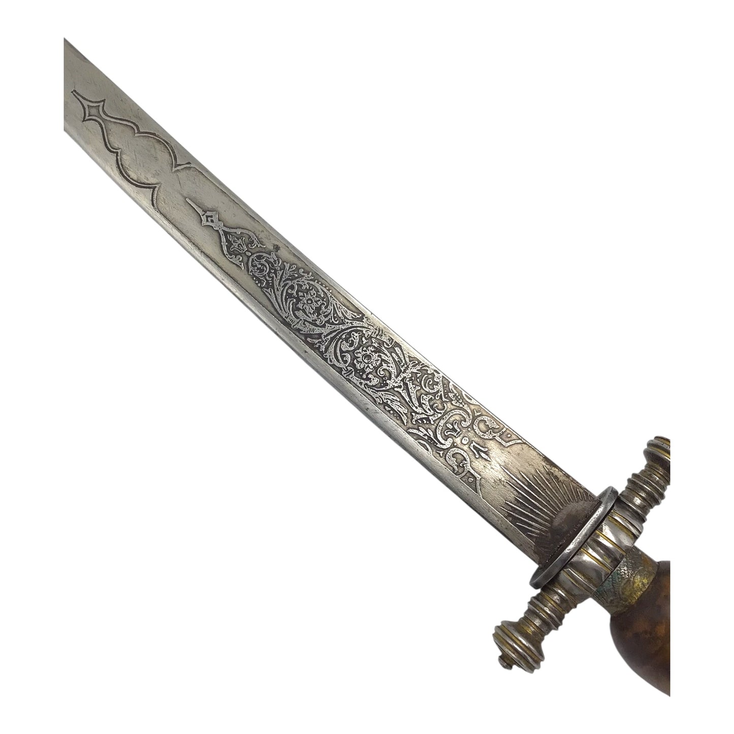 Museum Quality Antique Spanish–English Plug Bayonet Hunting Dagger with Gilt Scabbard