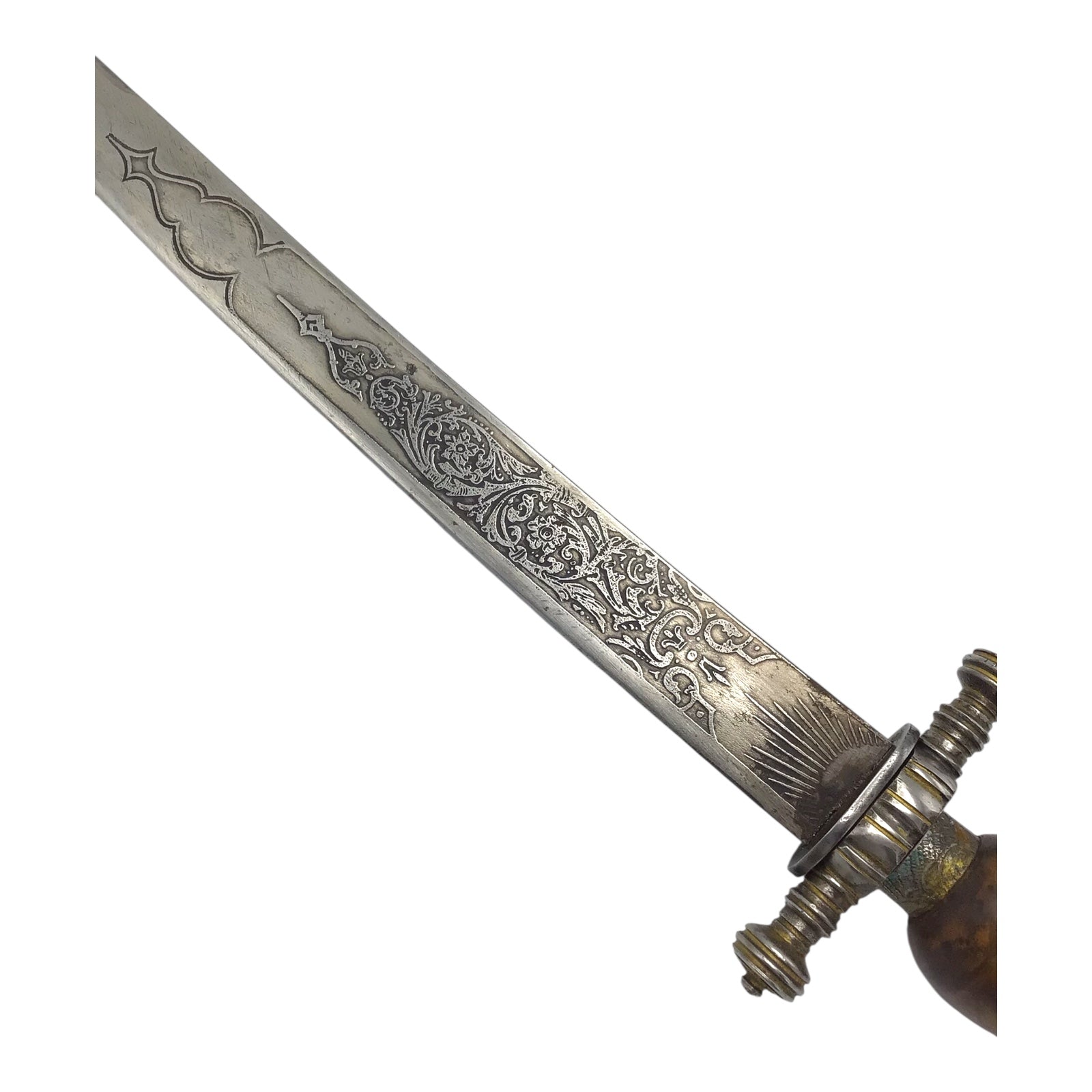 Museum Quality Antique Spanish–English Plug Bayonet Hunting Dagger with Gilt Scabbard