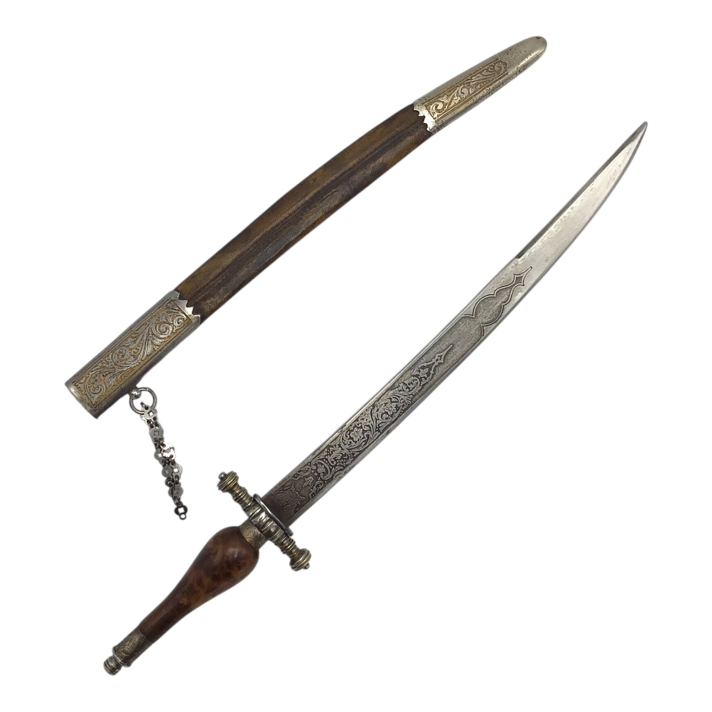 Museum Quality Antique Spanish–English Plug Bayonet Hunting Dagger with Gilt Scabbard