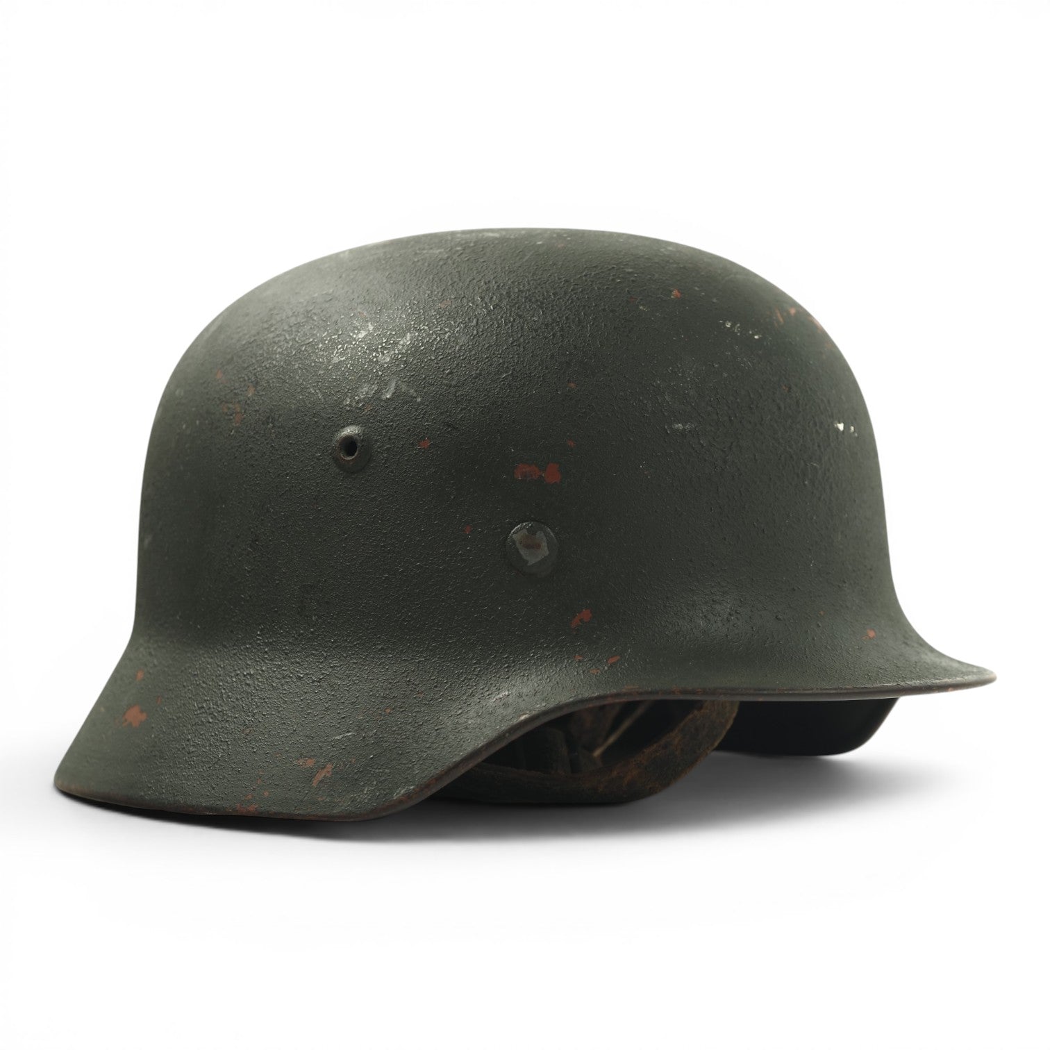 Named German WWII M35 Heer Helmet, Early Lot 081, Repainted from Afrika Korps Brown!