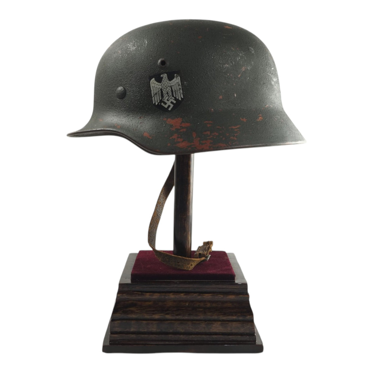 Named German WWII M35 Heer Helmet, Early Lot 081, Repainted from Afrika Korps Brown!