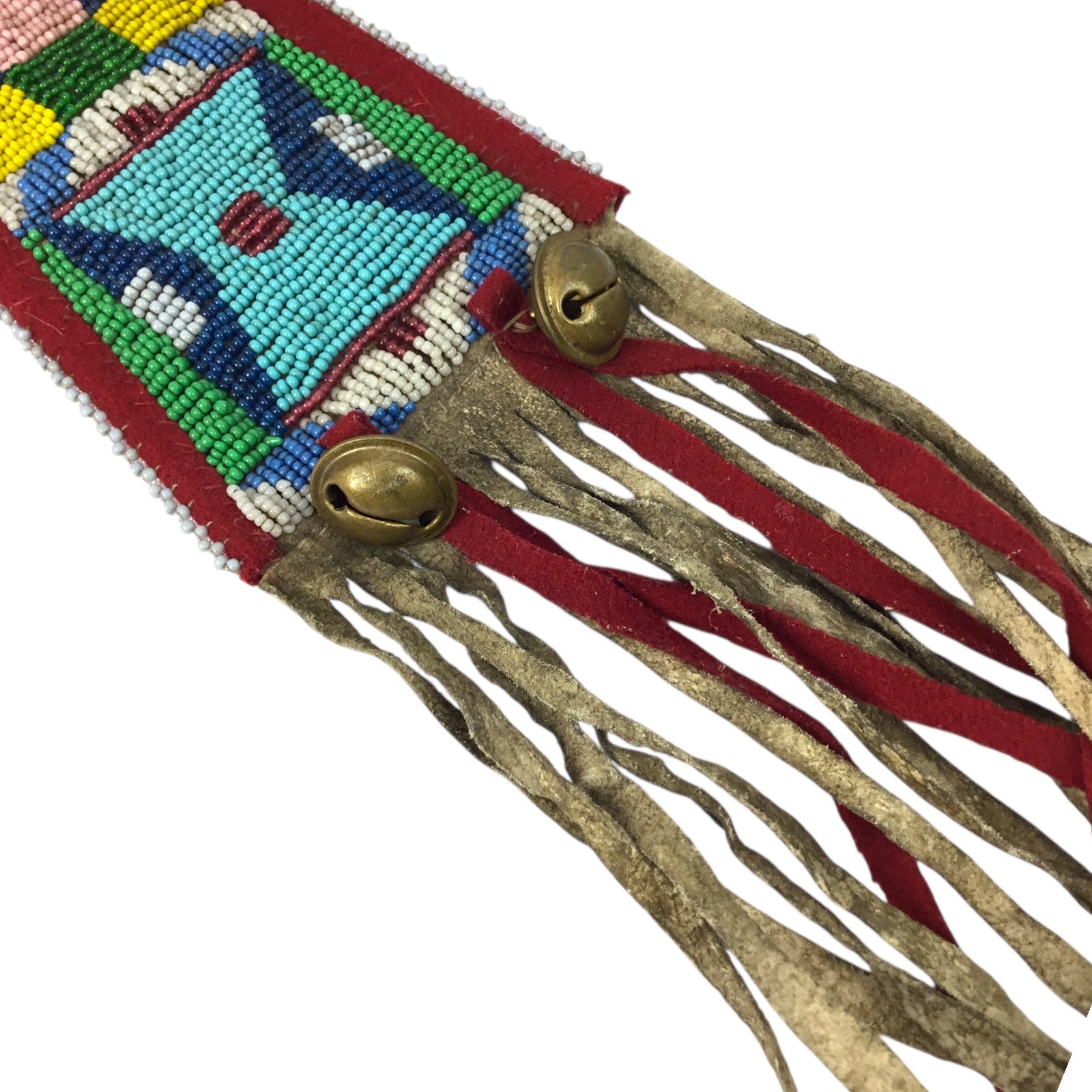 Native American Trade Peace Pipe Tomahawk with Gun Barrel Bowl and Beaded Fringe