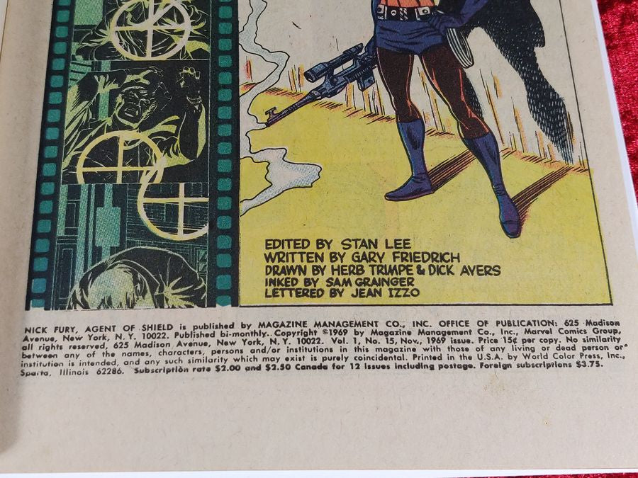 Nick Fury Agent of SHIELD #15 Marvel 1968 The Assassination of Nick Fury