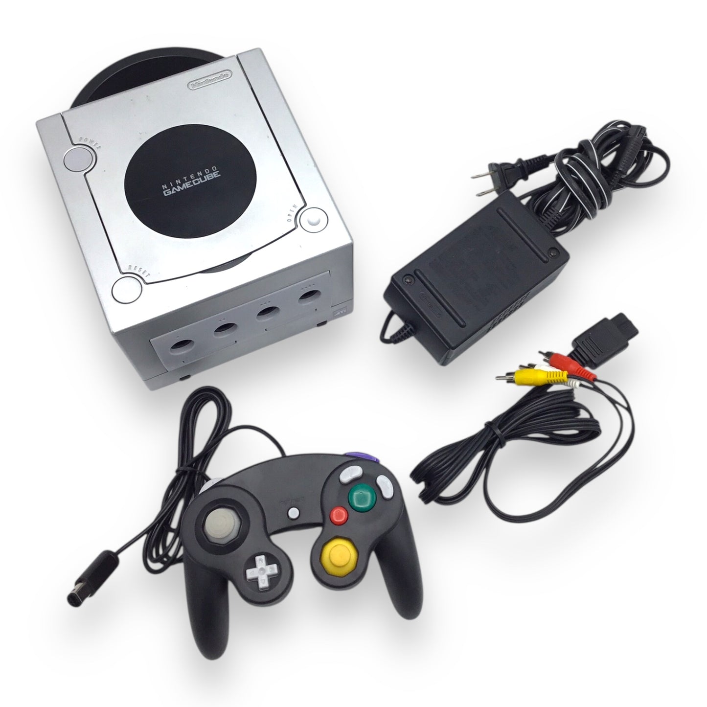 Nintendo GameCube Silver Console DOL-001 w/ Black Controller & Cables – Tested