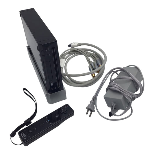 Nintendo Wii Black Console w/ Controller & Cables – Tested Working