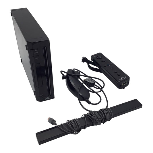 Nintendo Wii Black Console w/ Controller & Cables – Tested Working