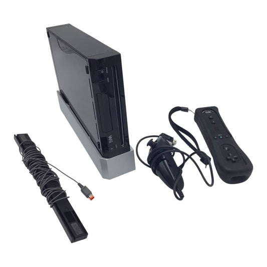 Nintendo Wii Black Console w/ Controller & Cables – Tested Working