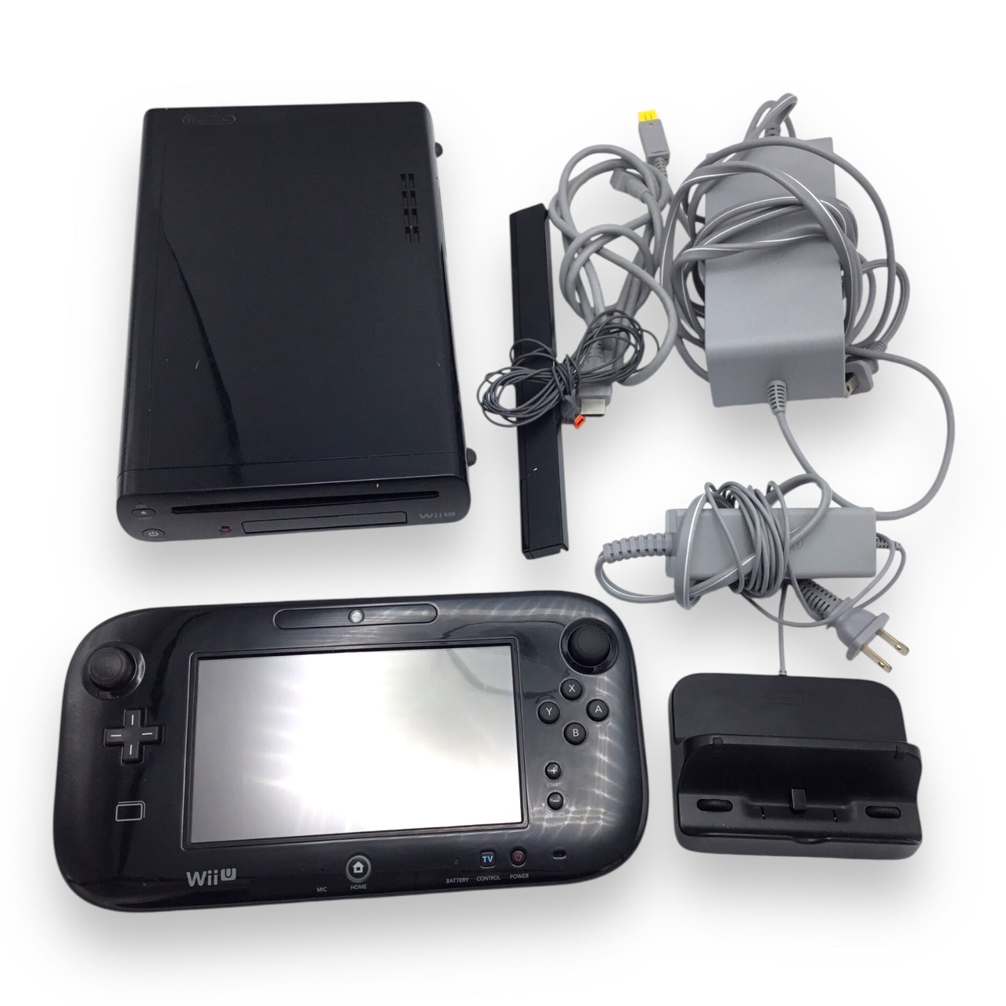 Nintendo Wii U Black Console w/ LCD GamePad Controller & Cables – Tested